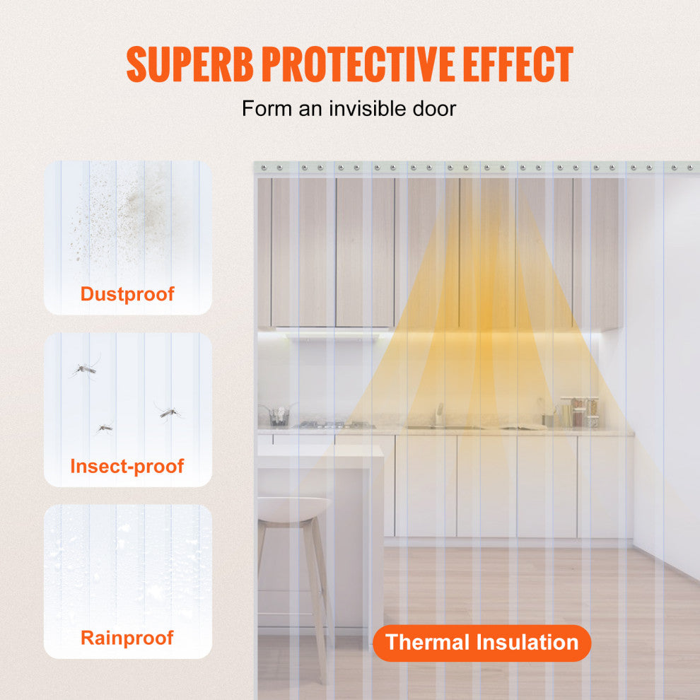 VEVOR Strip Curtain PVC Door Curtain 150'' x 8" Roll Cooler Freezer Clear Plastic