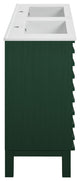 Cascade 48" Freestanding Bathroom Vanity, Green Oak With Double Basin Sink Top