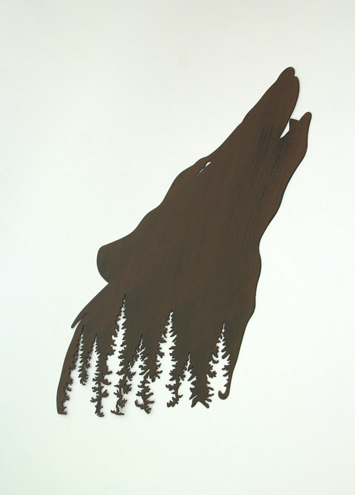 Brown Wolf Laser Cut Metal Wall Art Hanging Forest Room Decor Lodge Decoration