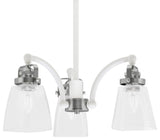 Easton 3 Light, Chandelier, White & Brushed Nickel, 4.5" Square Clear Bubble