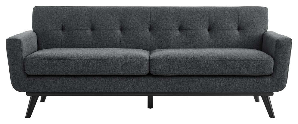 Engage Herringbone Fabric Sofa, Charcoal