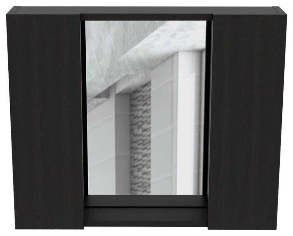 DEPOT E-SHOP Garnet Medicine Cabinet with Mirror, Black, 6 Inner Shelves