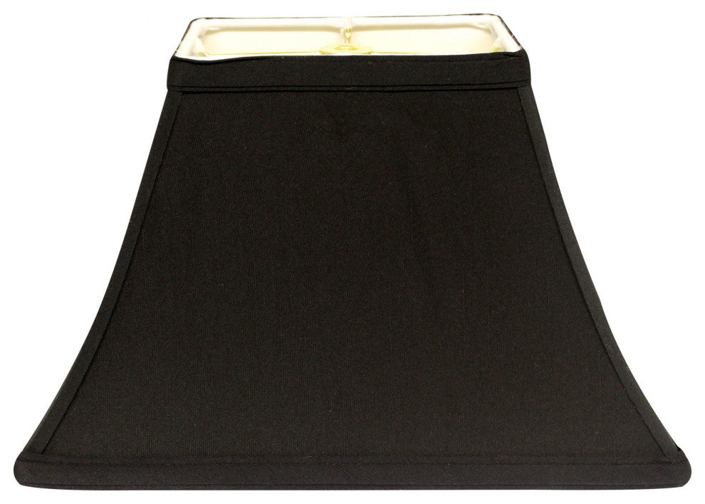 14" Black With White Lining Rectangle Bell Shantung Lampshade
