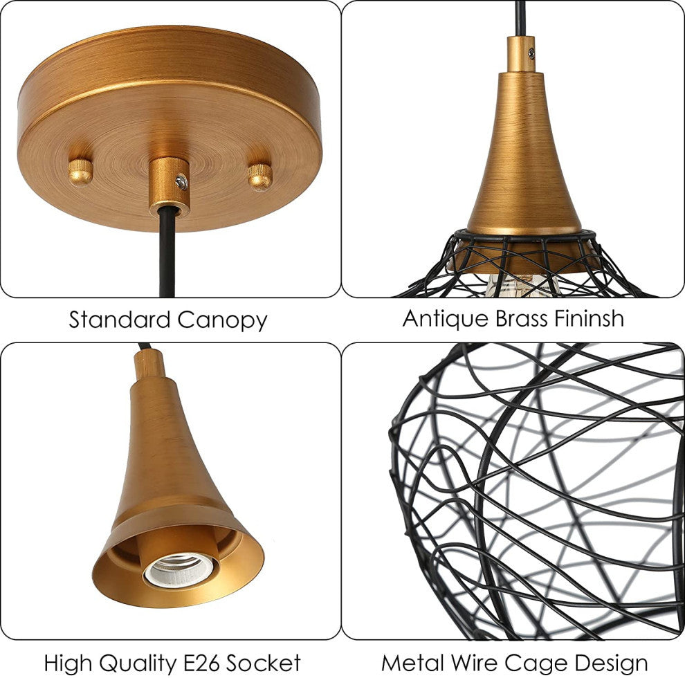 Modern Gold Pendant Light Wire Cage Pendant Lamp
