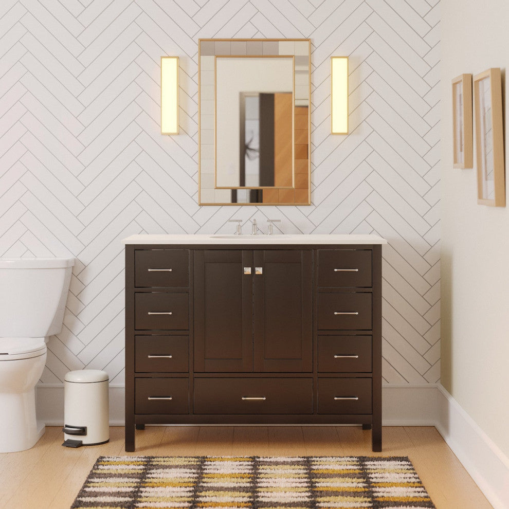 Kitchen Bath Collection Horizon 48" Bathroom Vanity, Chocolate, Engineered White
