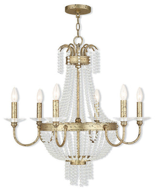 Chandelier With Clear Crystals, Hand-Applied Winter Gold