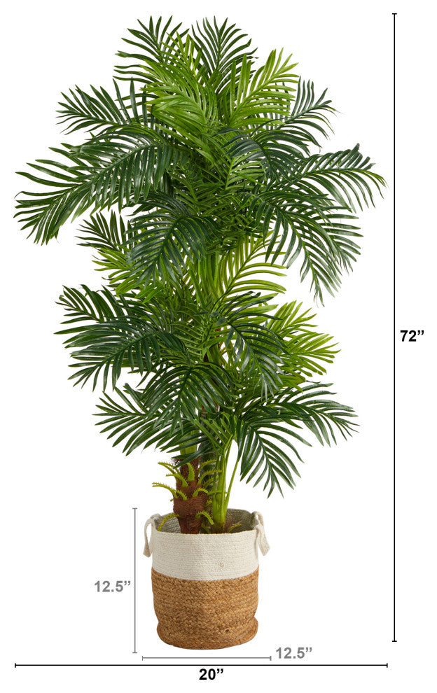 6' Hawaii Artificial Palm Tree, Handmade Natural Jute and Cotton Planter