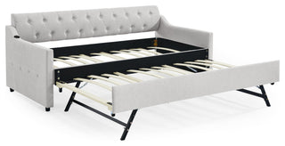 Gewnee Twin Size Upholstery DayBed with Twin Size Erectable Trundle