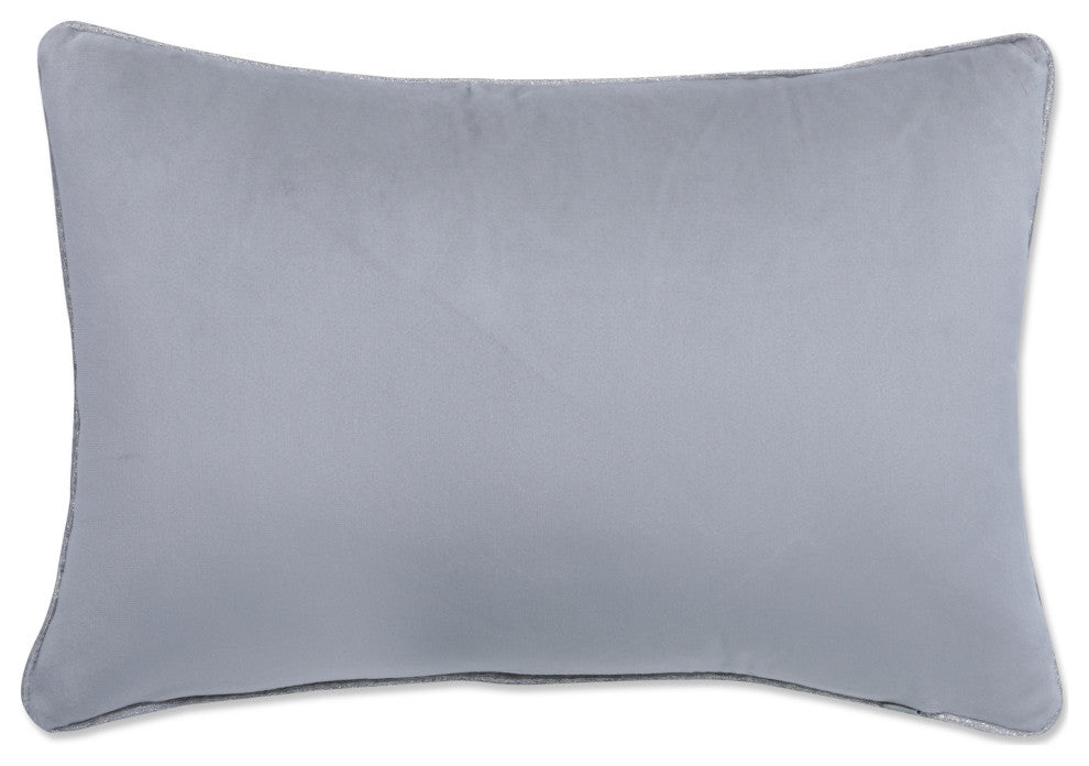 Indoor Velvet Christmas Cardinal Gray Lumbar Rectangular Throw Pillow