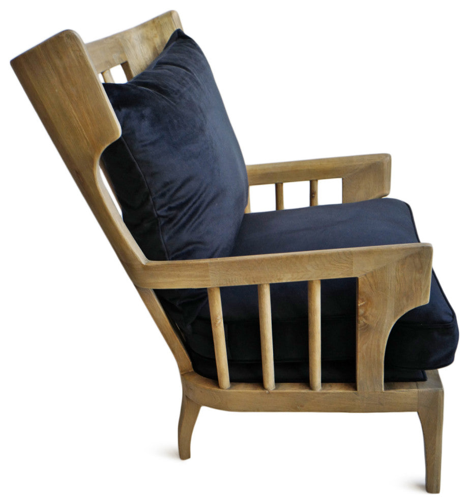 Wingback Navy Velvet Arm Chair