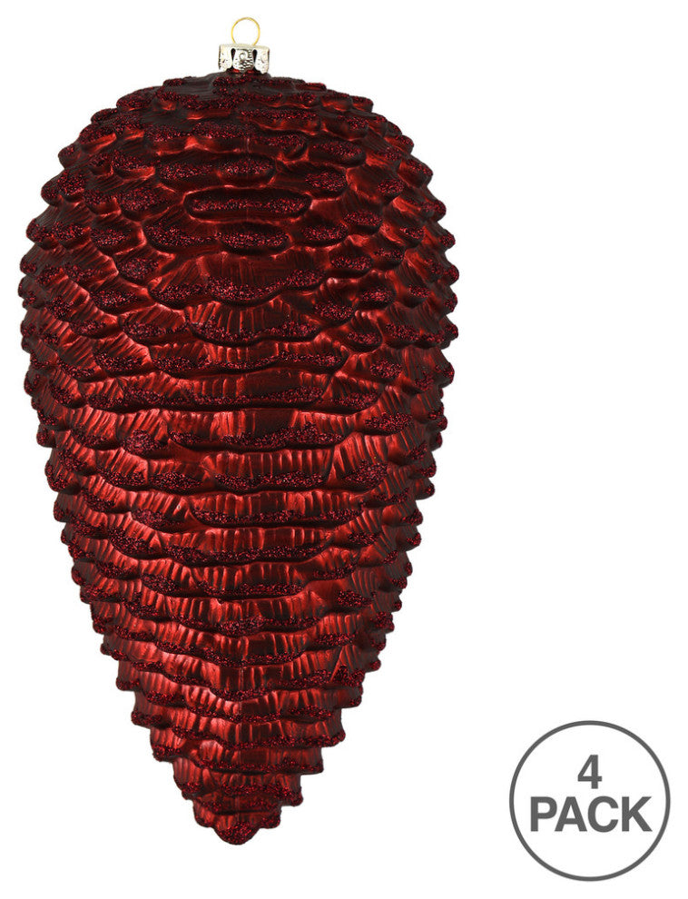 Vickerman N187265D 7" Burgundy Matte Glitter Pinecone Christmas Ornament
