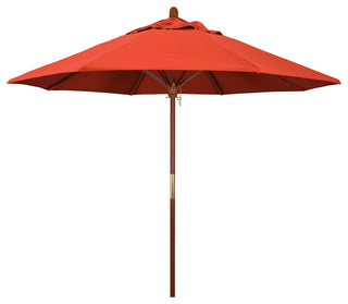 9' Square Push Lift Wood Umbrella, Olefin, Sunset