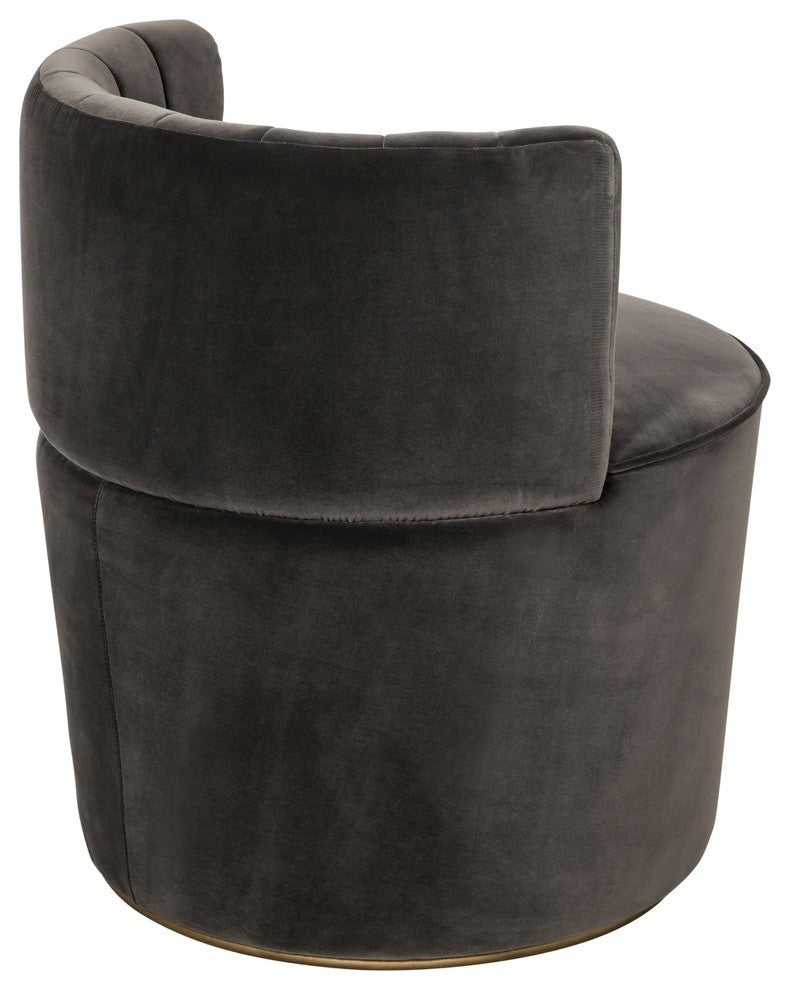 August Chair, Antique Brass, Shadow Gray Fabric