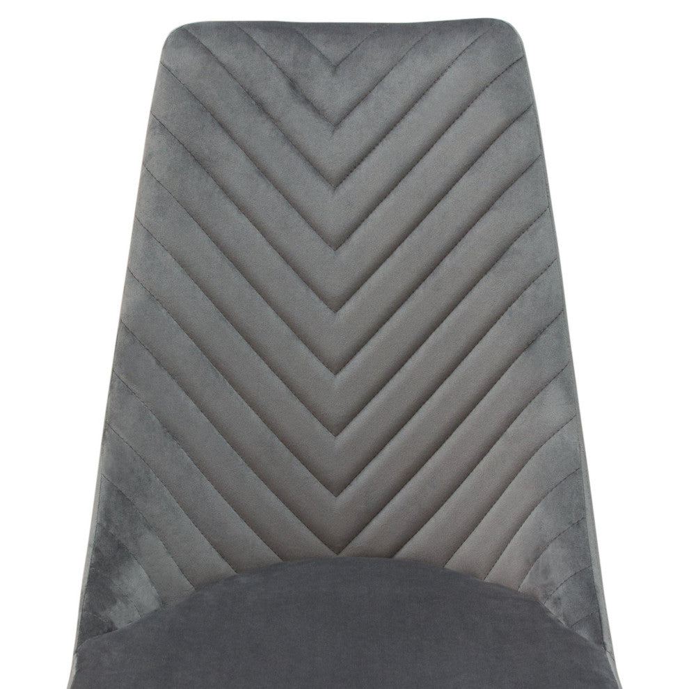 Vogue 2 Dining Chairs With Silver Metal Base, Gray Velvet