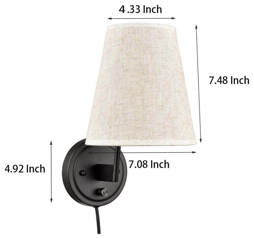 Plug-in Wall Lamp Set of 2 Fabric Shade Wall Sconces Light
