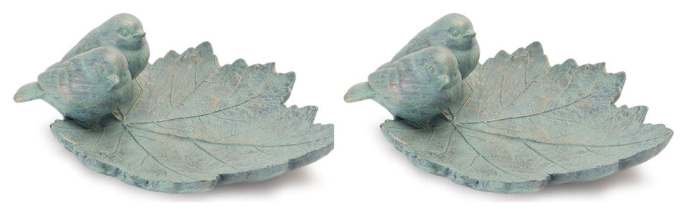Leaf With Perched Birds, 2-Piece Set