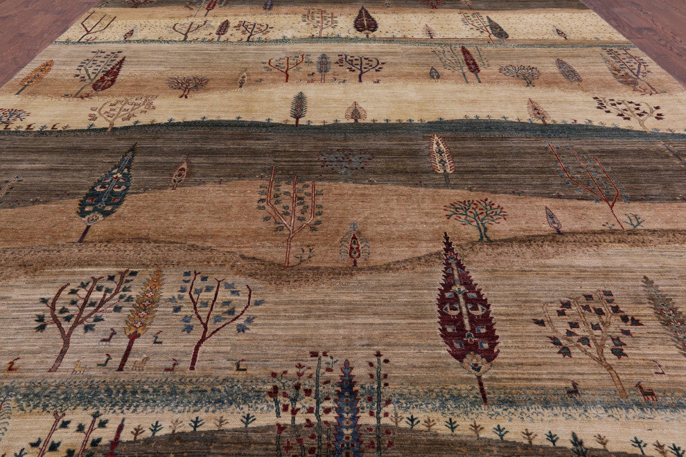 12' 0" X 15' 0" Tribal Persian Gabbeh Hand-Knotted Wool Rug Q5596