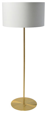 1 Light Drum Floor Lamp with White Shade Aged Brass