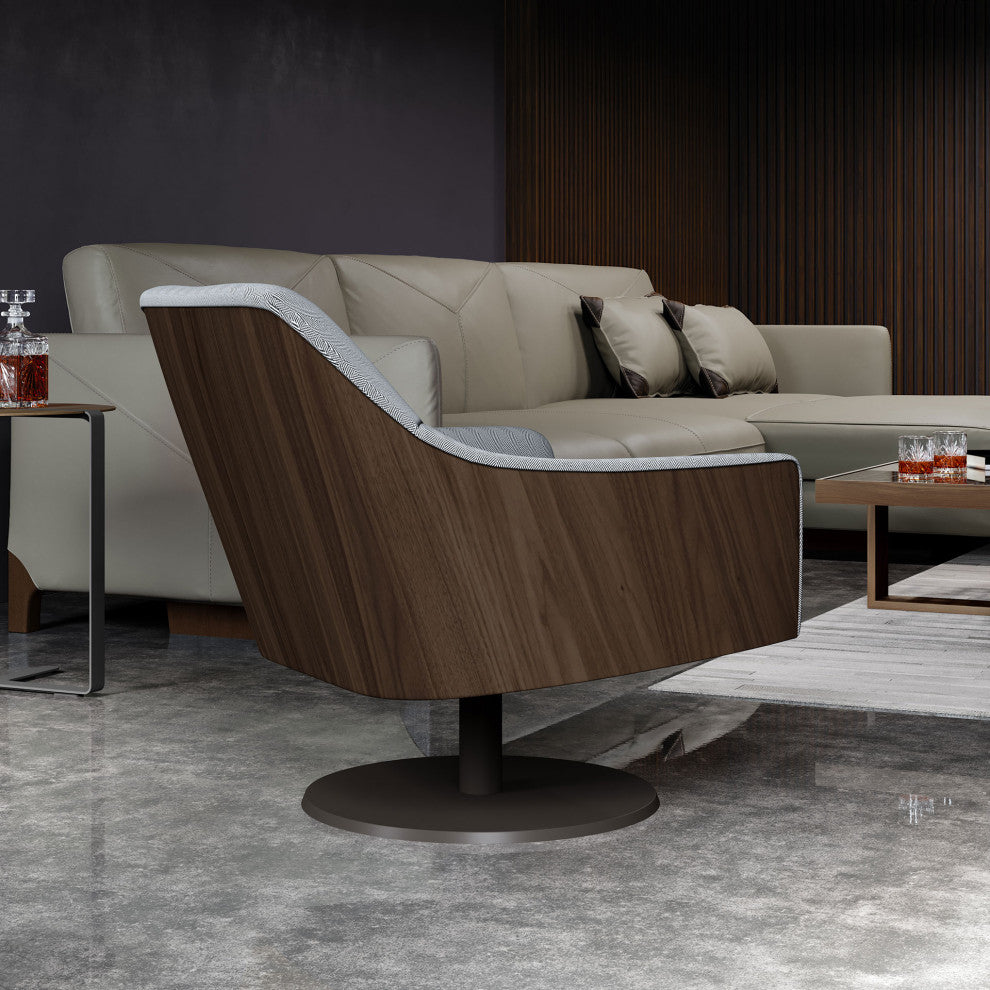 Henry Lounge Chair, Gray Herringbone Fabric