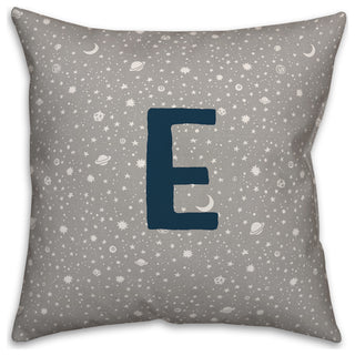 Monogram E Space Doodle 16x16 Spun Poly Pillow