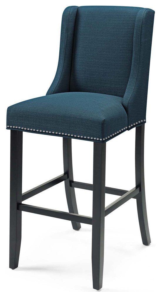 Bar Stool Chair Barstool, Set of 2, Fabric, Wood, Navy Blue, Modern, Bar Pub