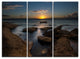 "Rocky Sydney Beach at Sunset" Canvas Wall Art, 3 Panels, 36"x28"