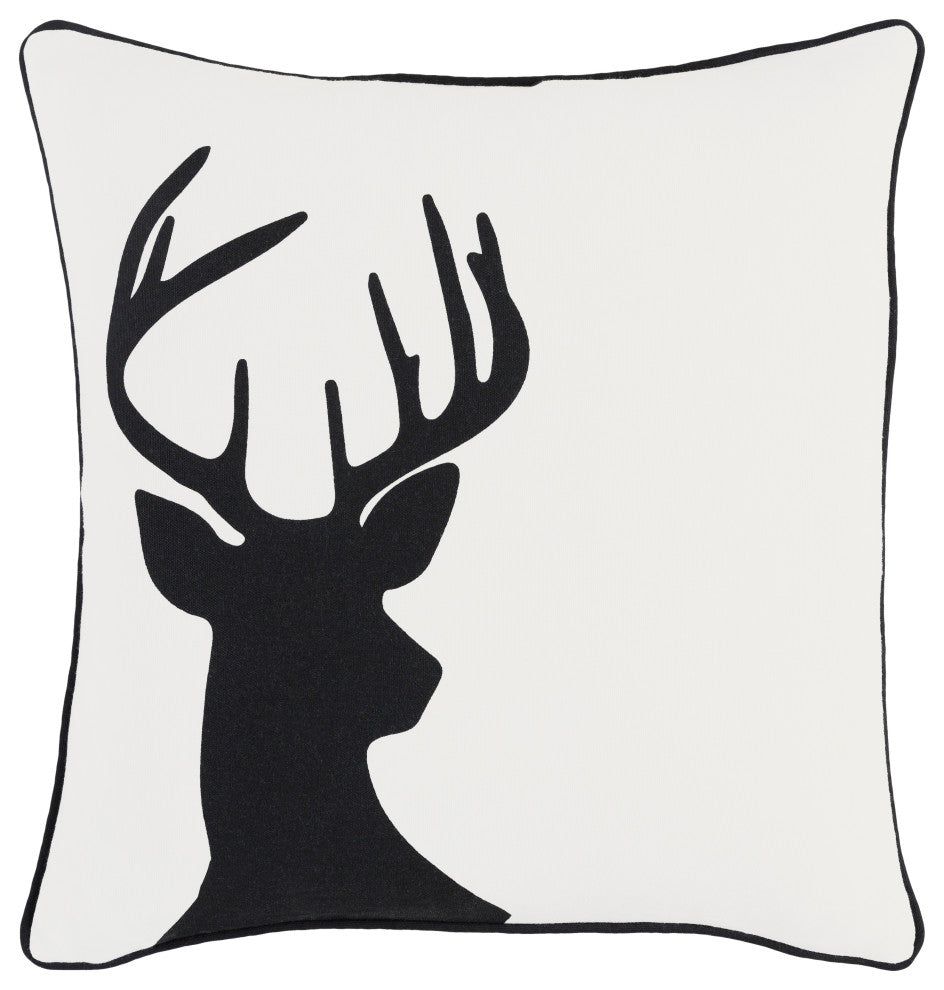 Surya Holiday HOLI-7244 18"x18" Pillow Kit, Black/Ivory