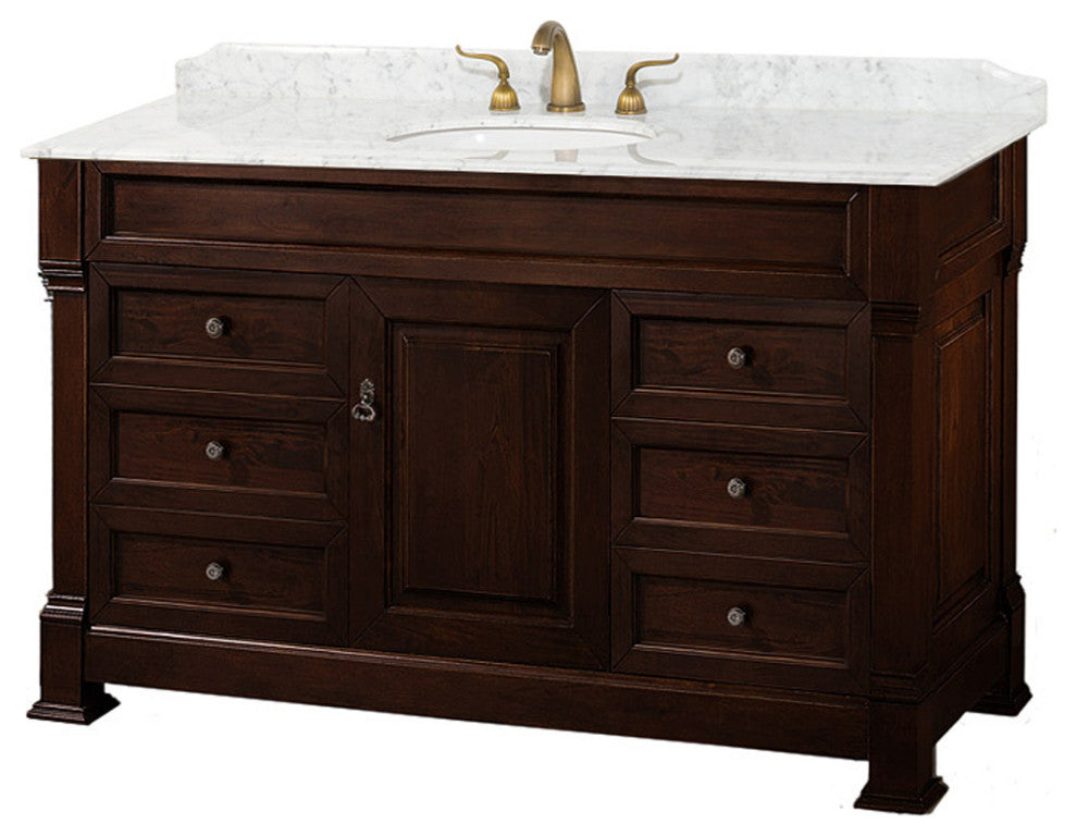 55 Inch Single Bathroom Vanity in Dark Cherry