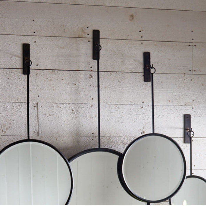 Elegant Set 5 Suspended Pendulum Round Wall Mirrors 10 - 24 in Collage Grouping