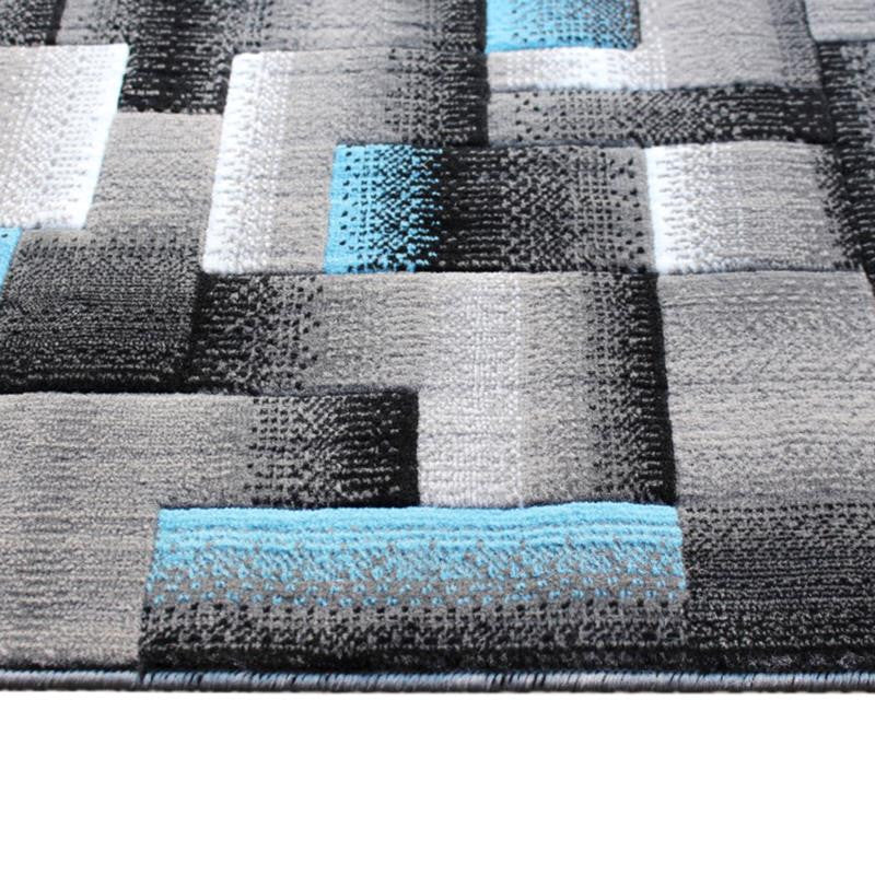 Elio Collection Color Blocked Area Rug, Blue, 2' X 7'