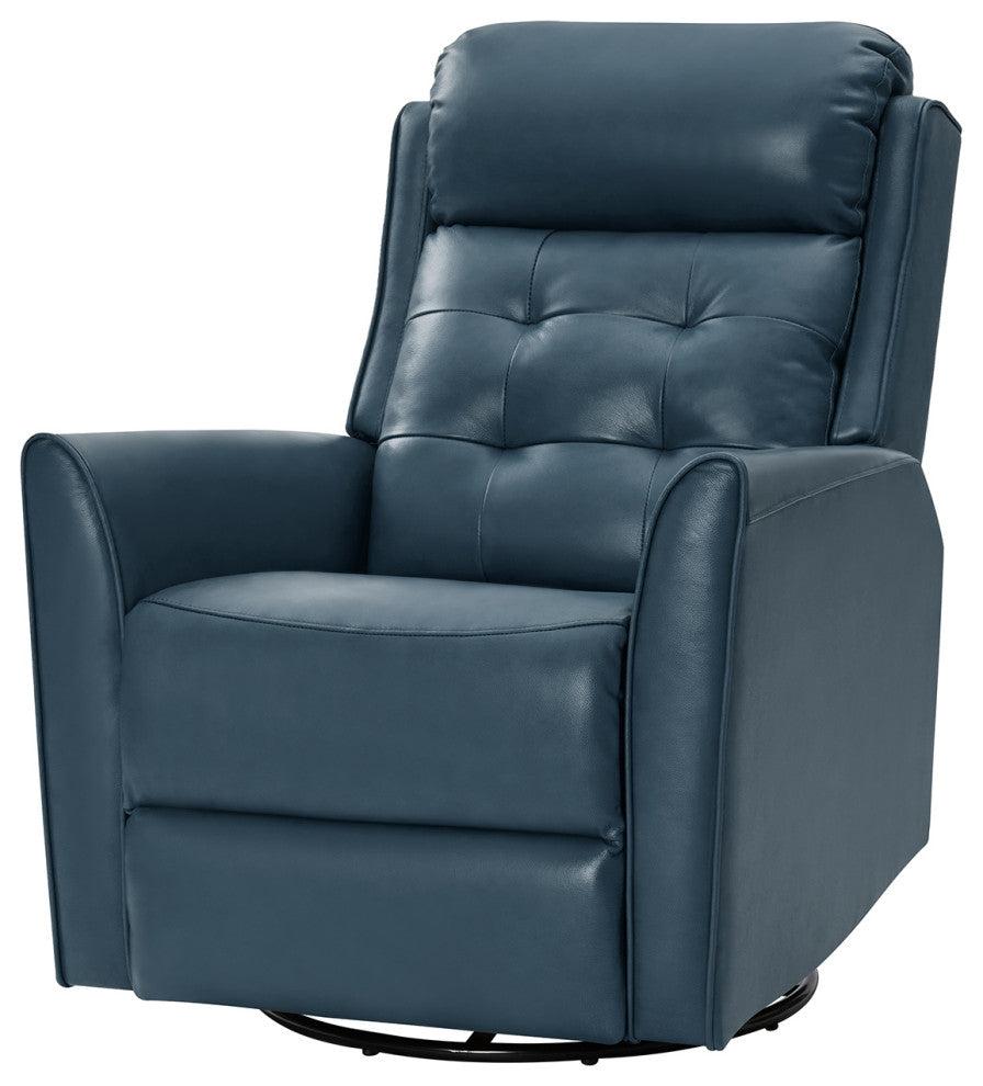 Mid-Century Leather Powered Recliner Armchair With Turfed Backrest, Turquoise