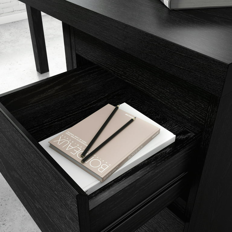 L-Shaped Desk, Large Top & Full Extension Handless Storage Drawers, Bourbon Oak