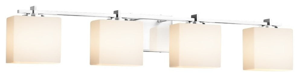 Fusion Era 4-Light Bath Bar, Rectangle, Chrome, Opal, LED