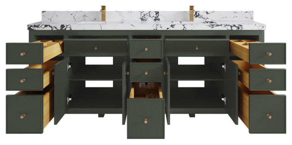 Sonoma 84" Double Sink Bath Vanity in Pewter Green, 2" Viola Night