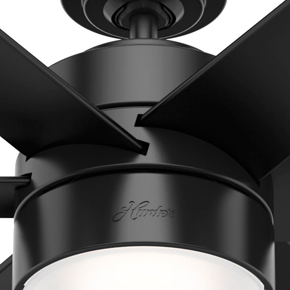 Hunter 72" Solaria Outdoor Matte Black Ceiling Fan With LED Light and Remote
