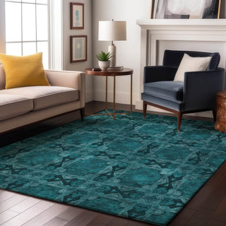 Premium Machine Washable Mayfield AMF564 Teal 5' x 7'6" Rug