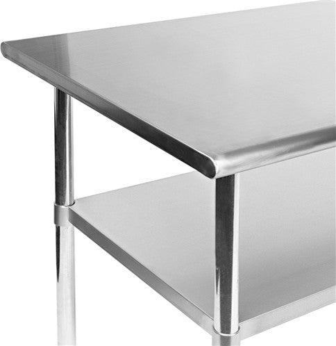 Stainless Steel 48 x 24-inch Kitchen Prep Table With Casters