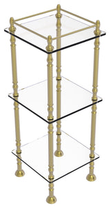 Three Tier Etagere with 14" x 14" Shelves, Satin Brass