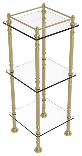 Three Tier Etagere with 14" x 14" Shelves, Satin Brass