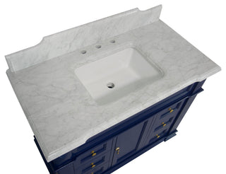 Elizabeth 42" Bathroom Vanity, Royal Blue, Carrara Marble