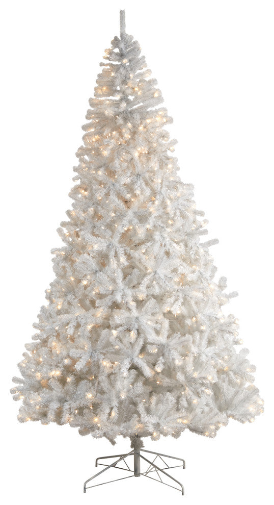 10' White Artificial Christmas Tree With 2200 Bendable Branches & 800 LED Lights