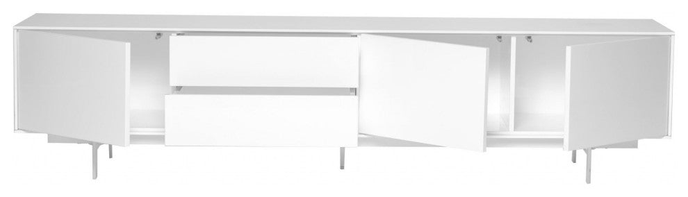 82" White Manufactured And Wood Cabinet Enclosed Storage TV Stand