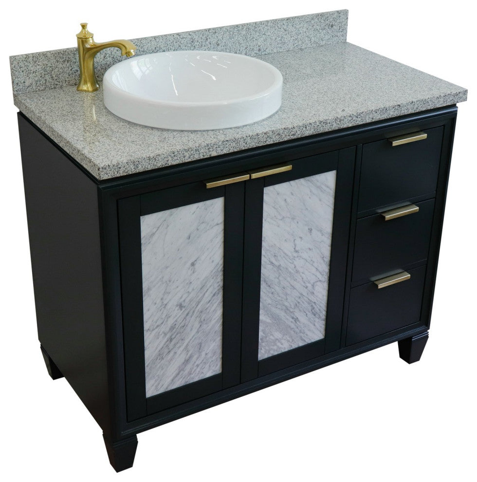 43" Single Vanity, Dark Gray Finish With Gray Granite