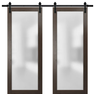 Planum 2102 Closet Double Barn Doors 64x84 Chocolate Ash & Hardware 13FT
