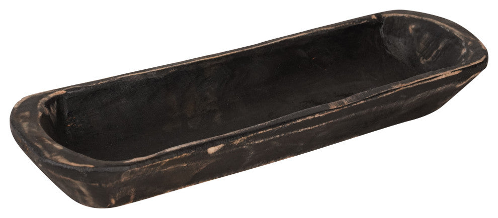 Small Rustic Baguette Dough Bowl-Farmhouse, Black