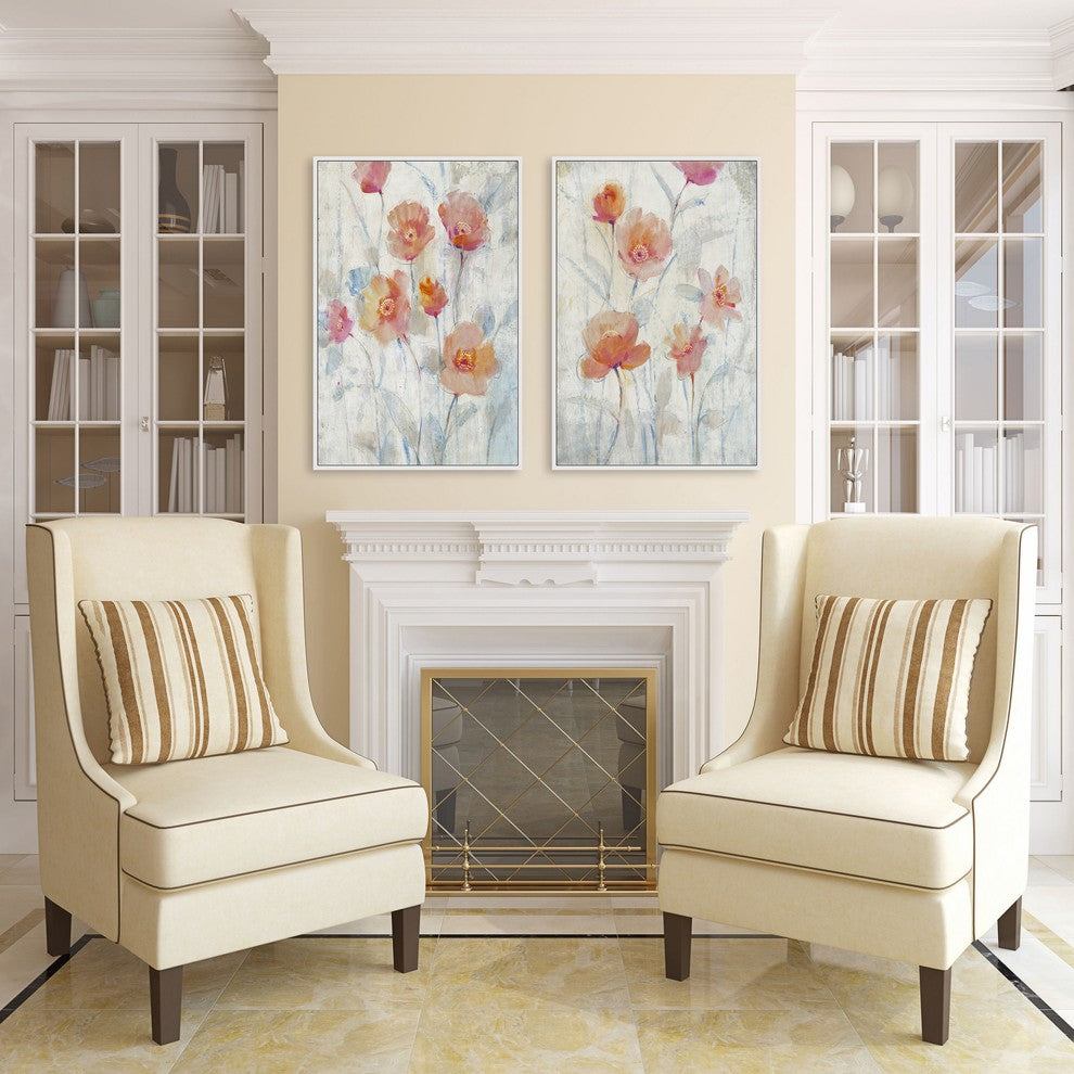 Watercolor Blooms Diptych, 32x24