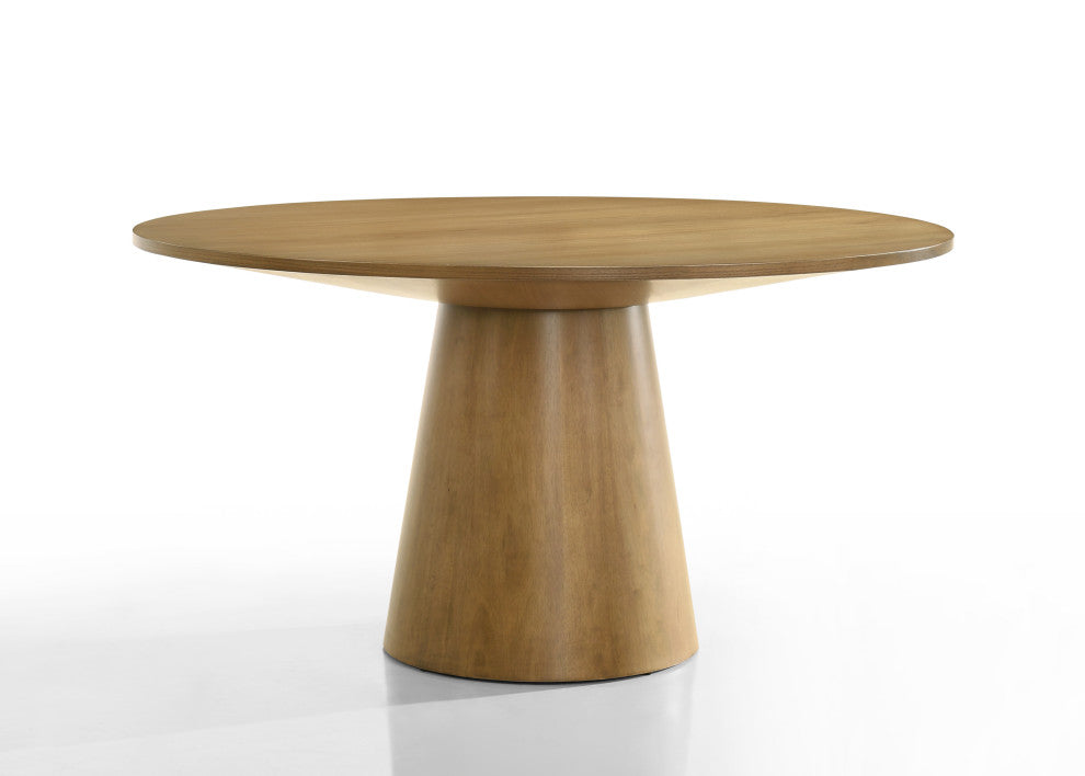 Jasper White 59"W Contemporary Round Dining Table with Pedestal Base, Driftwood