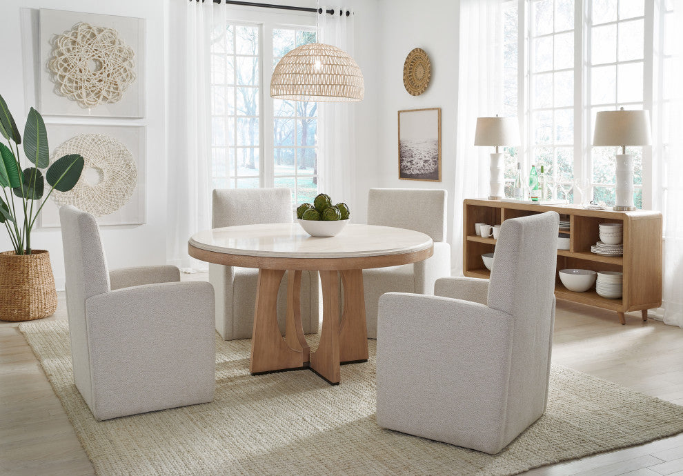 Parker House Escape Dining 54" Round Table With console and 4 caster chairs