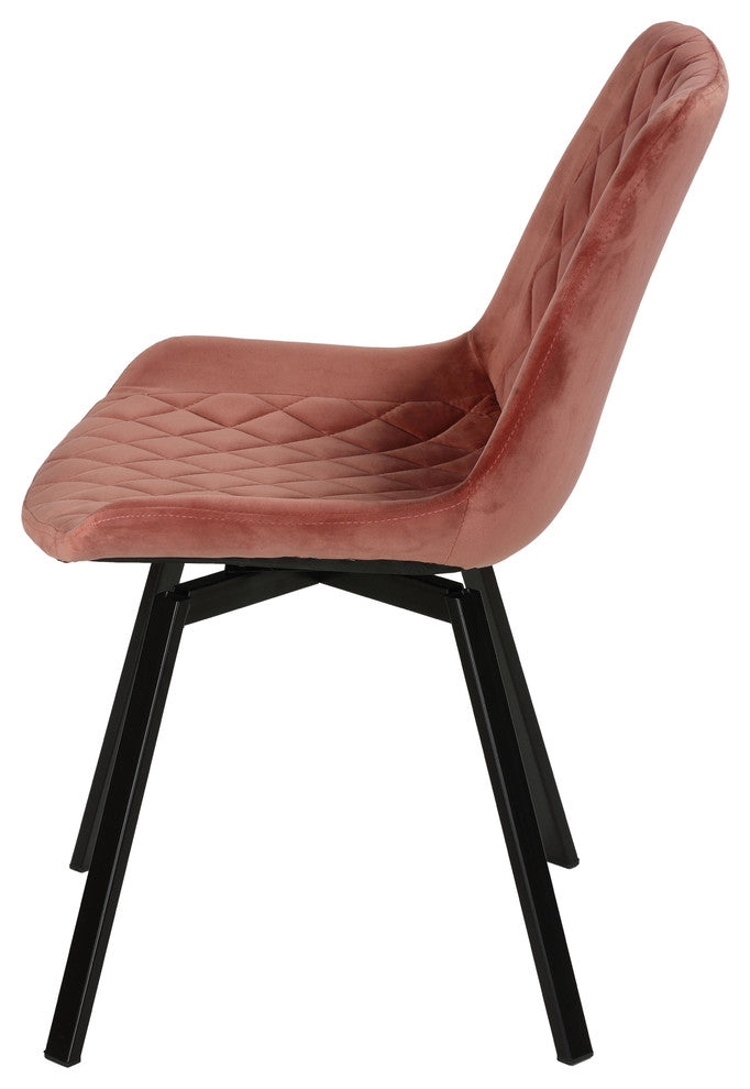 Cortesi Home Milani Swivel Dining Chairs, Blush Pink Velvet, Set of 2