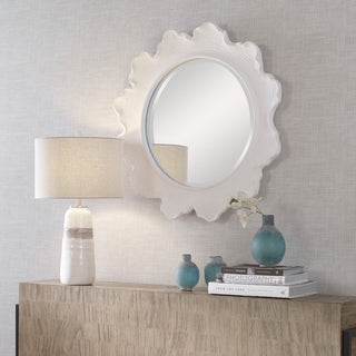 Uttermost 09796 Sea Coral White Round Mirror